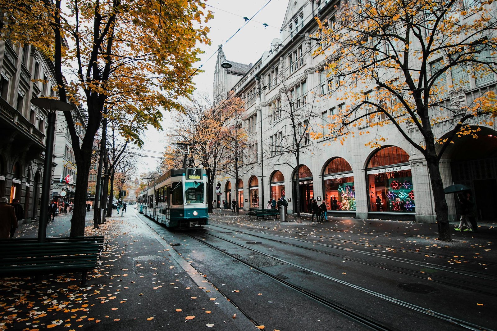 tram passing trough Zurich photo